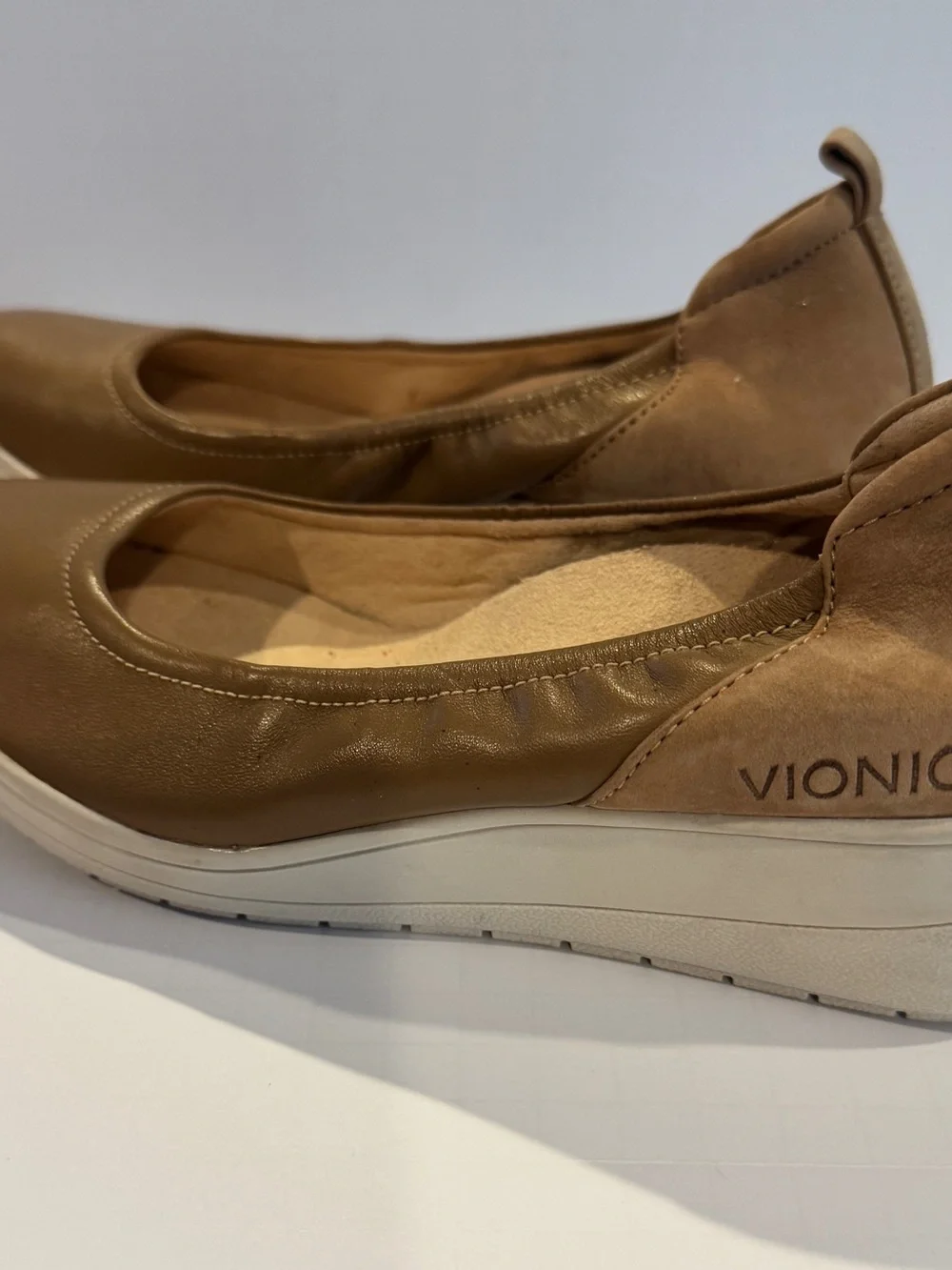 Vionic Tan Slip-On Wedges